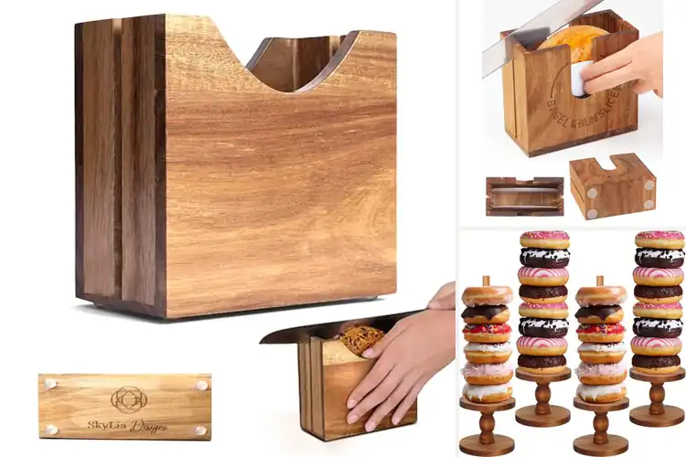 Detailed view of 10 Best Acacia Bagel Holders for Safer, Stylish Slicing