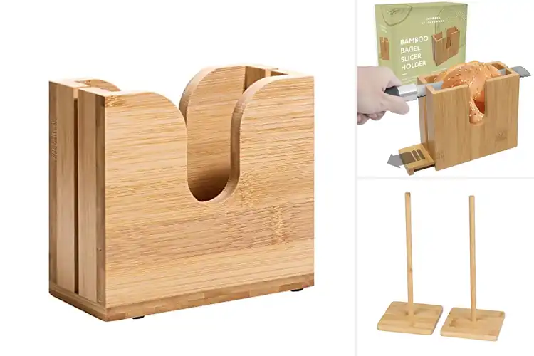 Detailed view of 10 Best Bamboo Bagel Holders for Safer, Easier Slicing